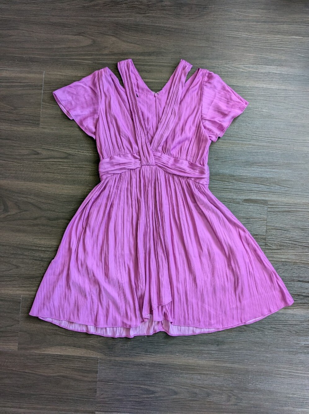 Anthropologie V-Neck Vibrant Mini Dress Purple Cocktail Romantic Going Out 4